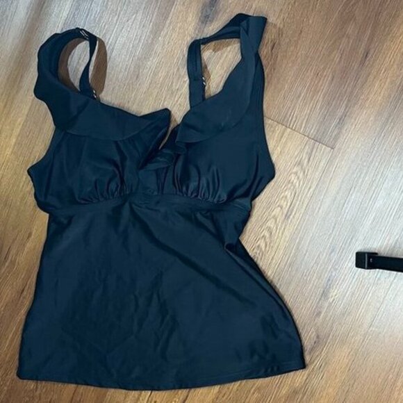 Time and Tru Ruffle One-Piece TOP ONLY – Black – Size Medium (8–10) – Gently Use - Picture 5 of 7